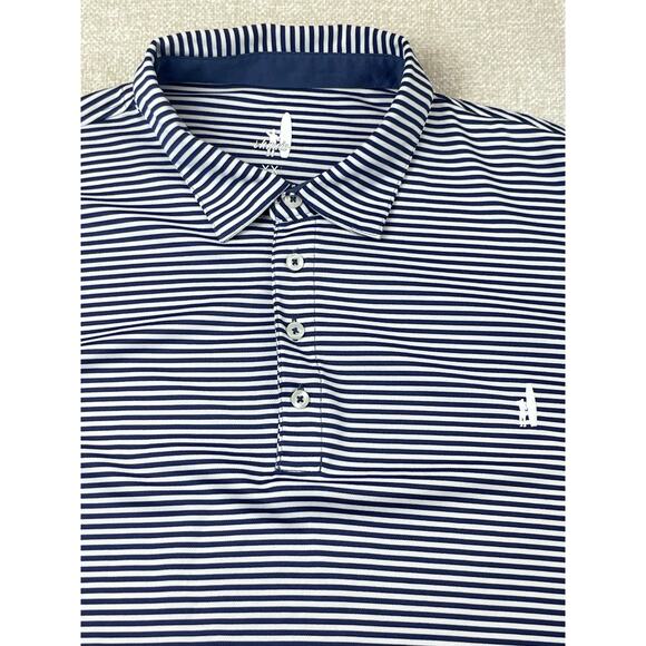 Johnnie-O Men’s 2XL Blue & White Striped 4-Button Performance Polo Shirt Casual - Picture 7 of 7